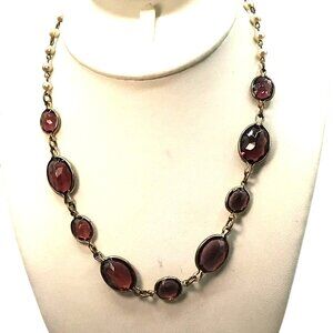 Elegant Choker Length Necklace, Vintage Faux Pearl and Bezel Set Purple Crystals